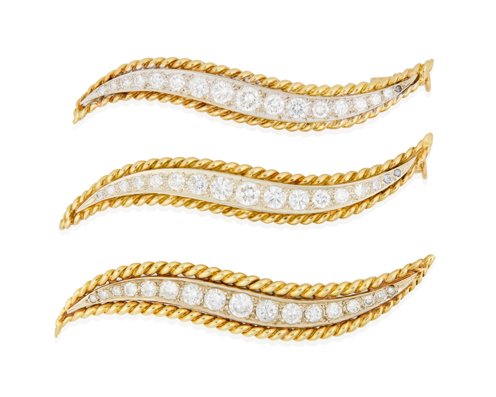 Three 18K Gold and Diamond Brooches (1 of 3)