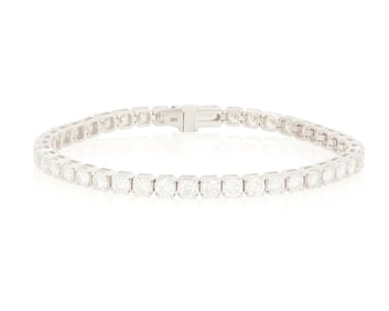 A 14K White Gold and Diamond Line Bracelet