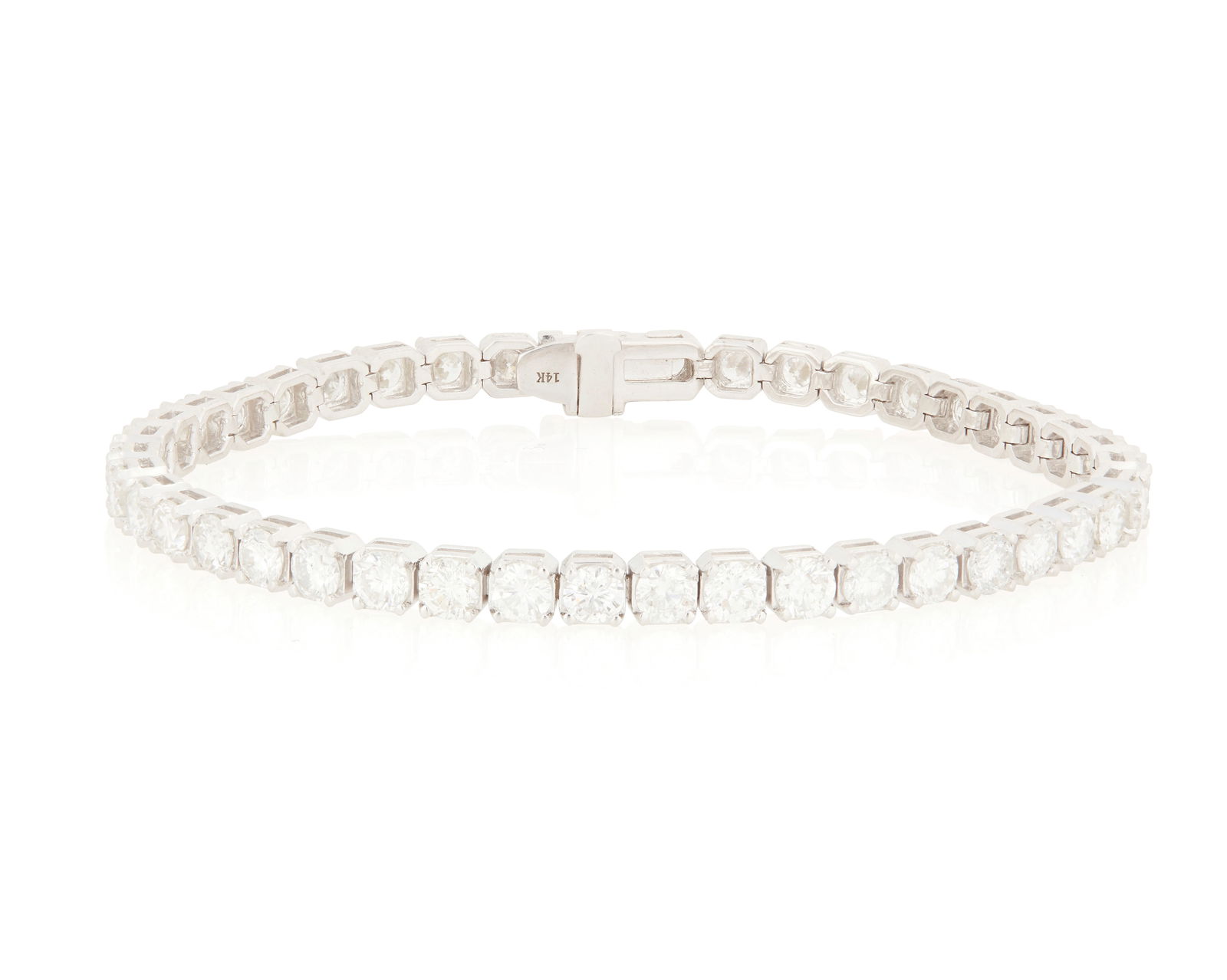 A 14K White Gold and Diamond Line Bracelet (1 of 3)