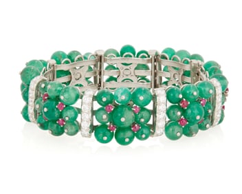David Webb: A Platinum, Emerald, Ruby and Diamond Bracelet