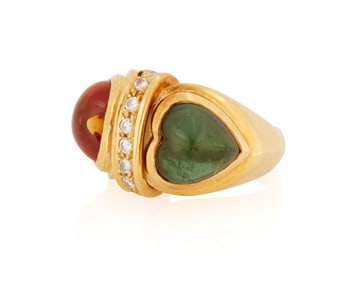 Joan Boyce: An 18K Gold, Citrine and Green Tourmaline Ring