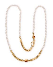 Joan Boyce: An 18K Gold, Cultured Pearl and Gem-Set Necklace