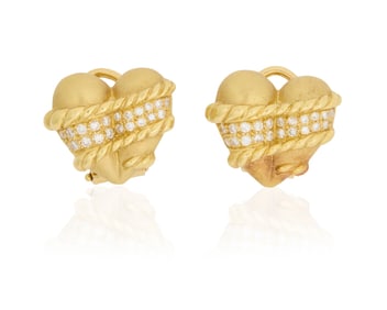 Joan Boyce: A Pair of 18K Gold Heart Earclips