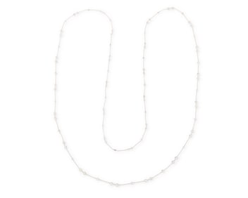 A 14K White Gold and Diamond Long Chain