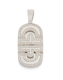 A 14K White Gold and Diamond Pendant
