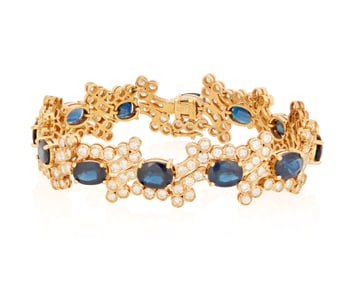 A 14K Gold, Sapphire and Diamond Bracelet