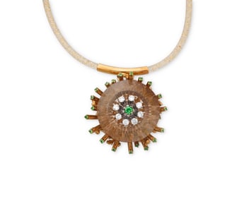 An 18K Gold, Gem-Set and Diamond Necklace