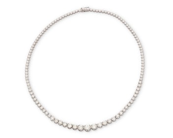 A 14K White Gold and Diamond Necklace