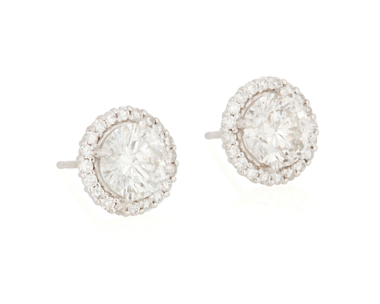 A Pair of 18K White Gold and Diamond Stud Earrings (1 of 3)