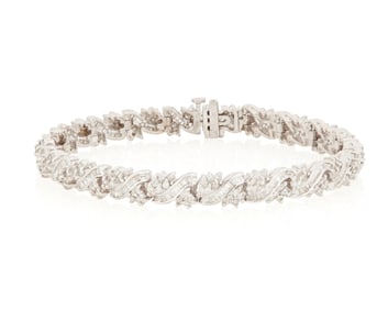 A 14K White Gold and Diamond Bracelet
