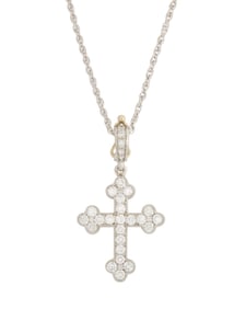 A Platinum and Diamond Cross Necklace