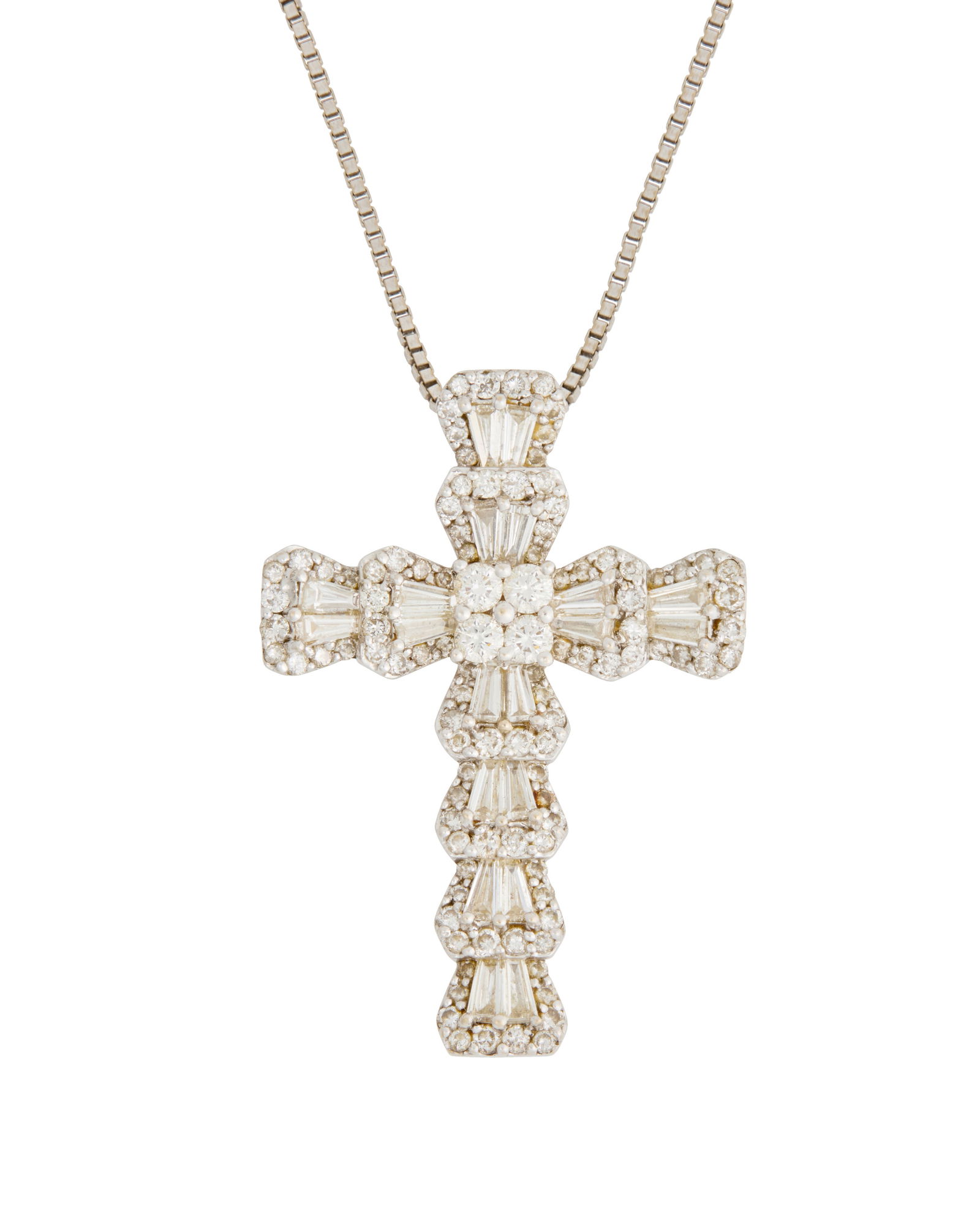 A Gold and Diamond Cross Necklace (1 of 3)