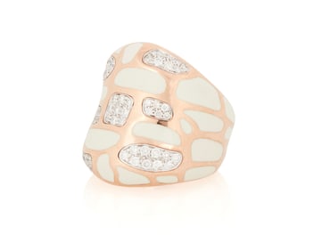 Alexis NY: An 18K Rose Gold, Silver, Enamel, Gold, and Diamond Ring