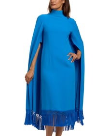 Andrew Gn: A Blue Crepe Cape Sleeve Midi Dress, 2023
