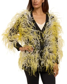 Libertine: A "Wham Bam" Black Cashmere Cardigan with Ostrich Feathers, 2024