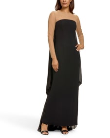 Stephane Rolland: A Black Silk Illusion Neck Gown with Ruched Train