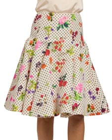 Oscar de la Renta: A Printed Silk Faille Floral Dotted Swing Skirt, 2014