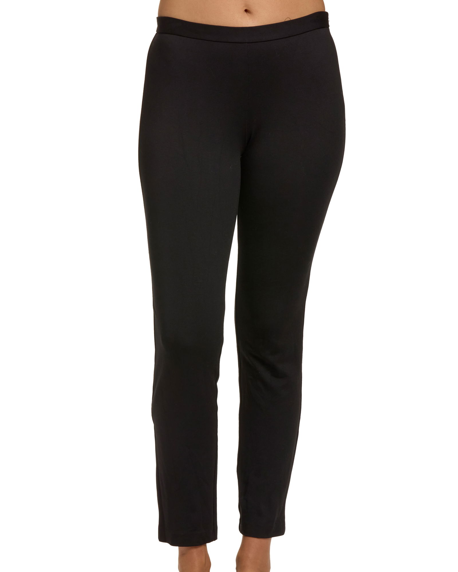 Jil Sander: A Pair of Ladies' Pants: Jil Sander: A Pair of Ladies' PantsLabel: Jil Sander / Made in ItalyThe pair of black viscose/cupro mix jersey knit tapered leg pants with waistband and invisible side zipperSize 38 DE / US 8Measureme