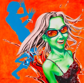 Xiong Lijun (b. 1975), "So Happy #1," 2006, Acrylic on canvas, 39.375" H x 39.375" W