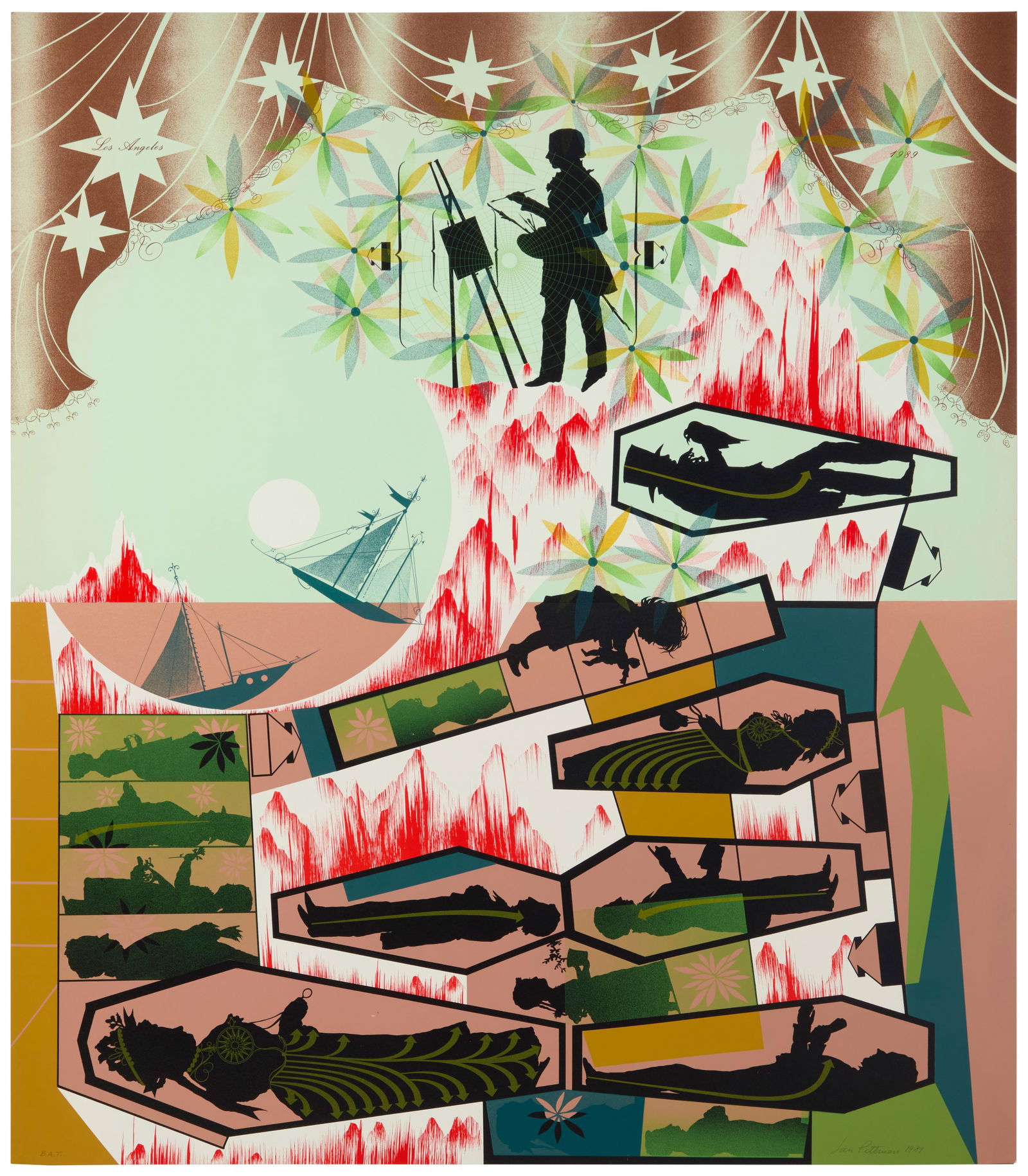 Lari Pittman (b. 1952), "This Landscape, Beloved and Despised, Continues Regardless," 1989 (1 of 6)