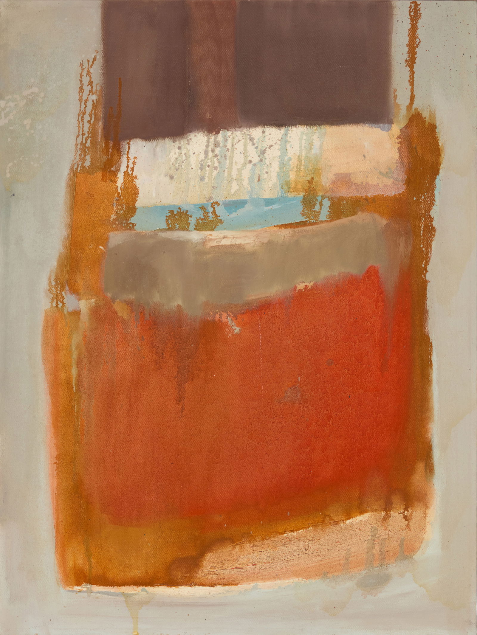 Sungwoo Chun (b. 1935), "The Story of Ancients #1," 1960: Sungwoo Chun(b. 1935)"The Story of Ancients #1," 1960Oil on canvasSigned and dated verso: Sungwoo Chun / 1960; titled on handwritten and printed labels affixed verso24" H x 18" W Provenance: