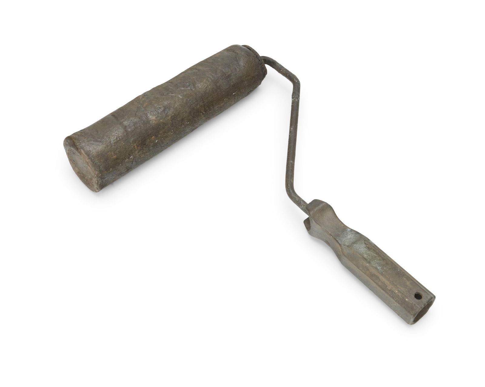 Gavin Turk (b. 1967), "9" Roller in Bronze," 1995: Gavin Turk(b. 1967)"9" Roller in Bronze," 1995Paint roller, bronze powder, glue, and paint in a wood and glass display cabinetFrom the edition of 3Roller: 2.375" H x 10.375" W x 14.375" D; Plinth: 33.