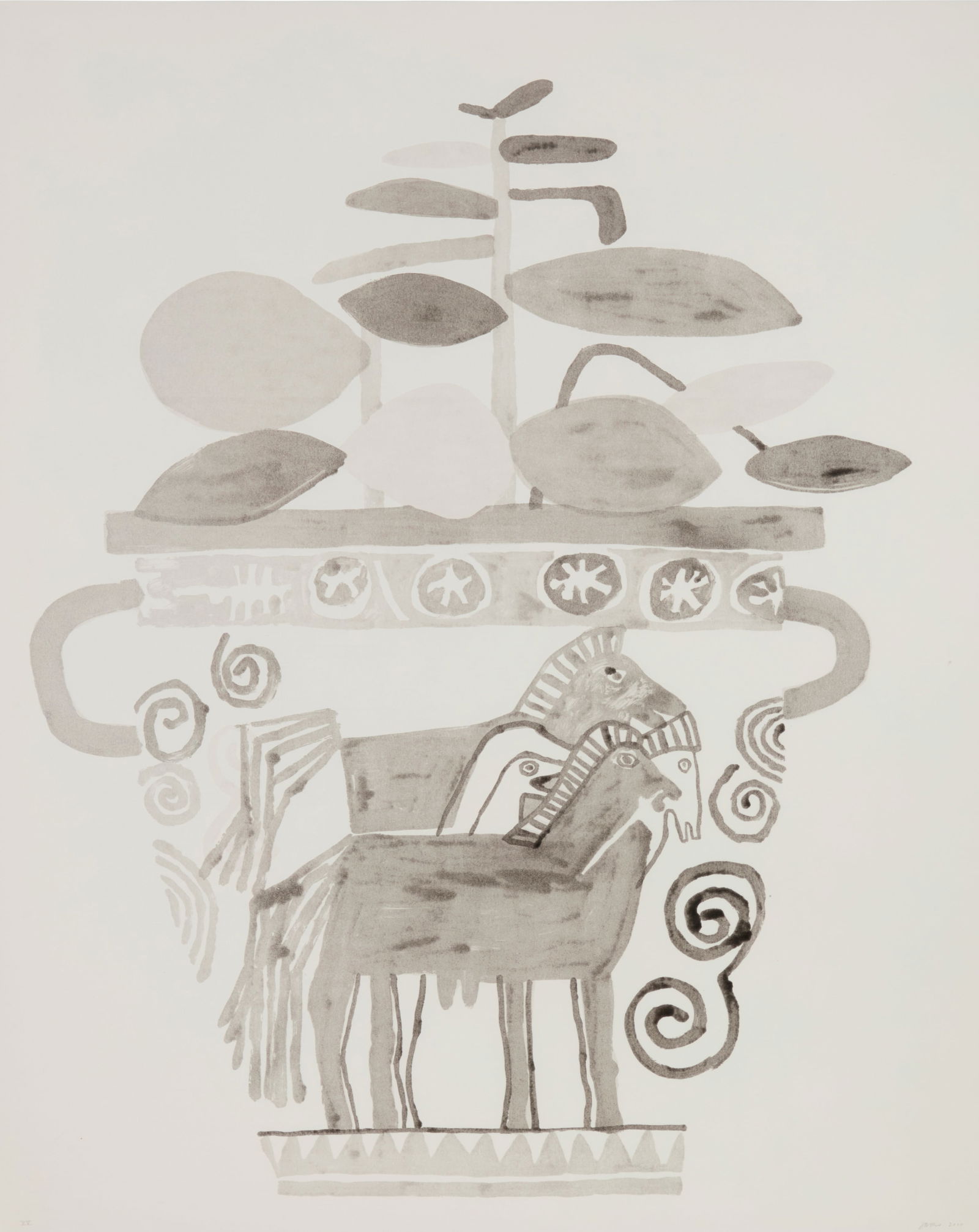 Jonas Wood (b. 1977), Untitled, 2010: Jonas Wood(b. 1977)Untitled, 2010Lithographic monoprint on wove paperNumber XV from a series of 15 unique monoprintsSigned, dated, and numbered in Roman numerals, all in pencil and in the lower margin