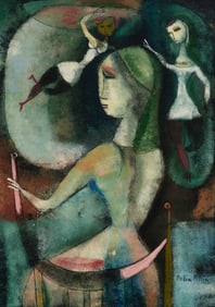 Polia Pillin (1909-1992), A figurative pottery plaque, mid-20th century