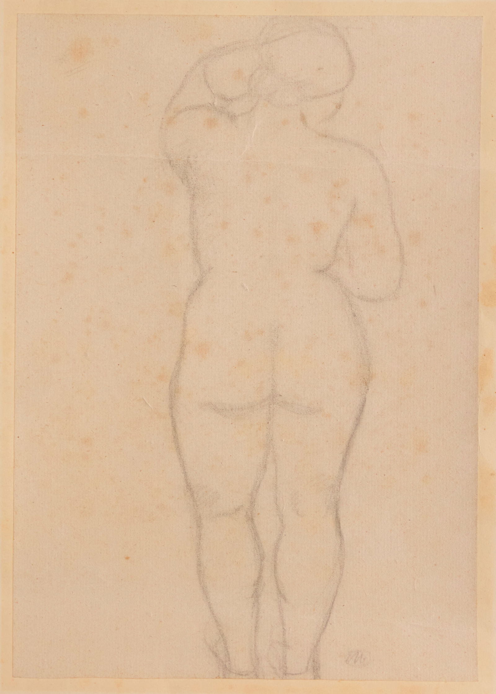 Aristide Maillol (1861-1944), Standing nude: Aristide Maillol(1861-1944)Standing nudeGraphite on laid paper, without watermark, laid to paperMonogrammed in graphite, lower rightSheet: 12.75" H x 8.875" W; Support sheet: 18" H x 13.75" W Pr