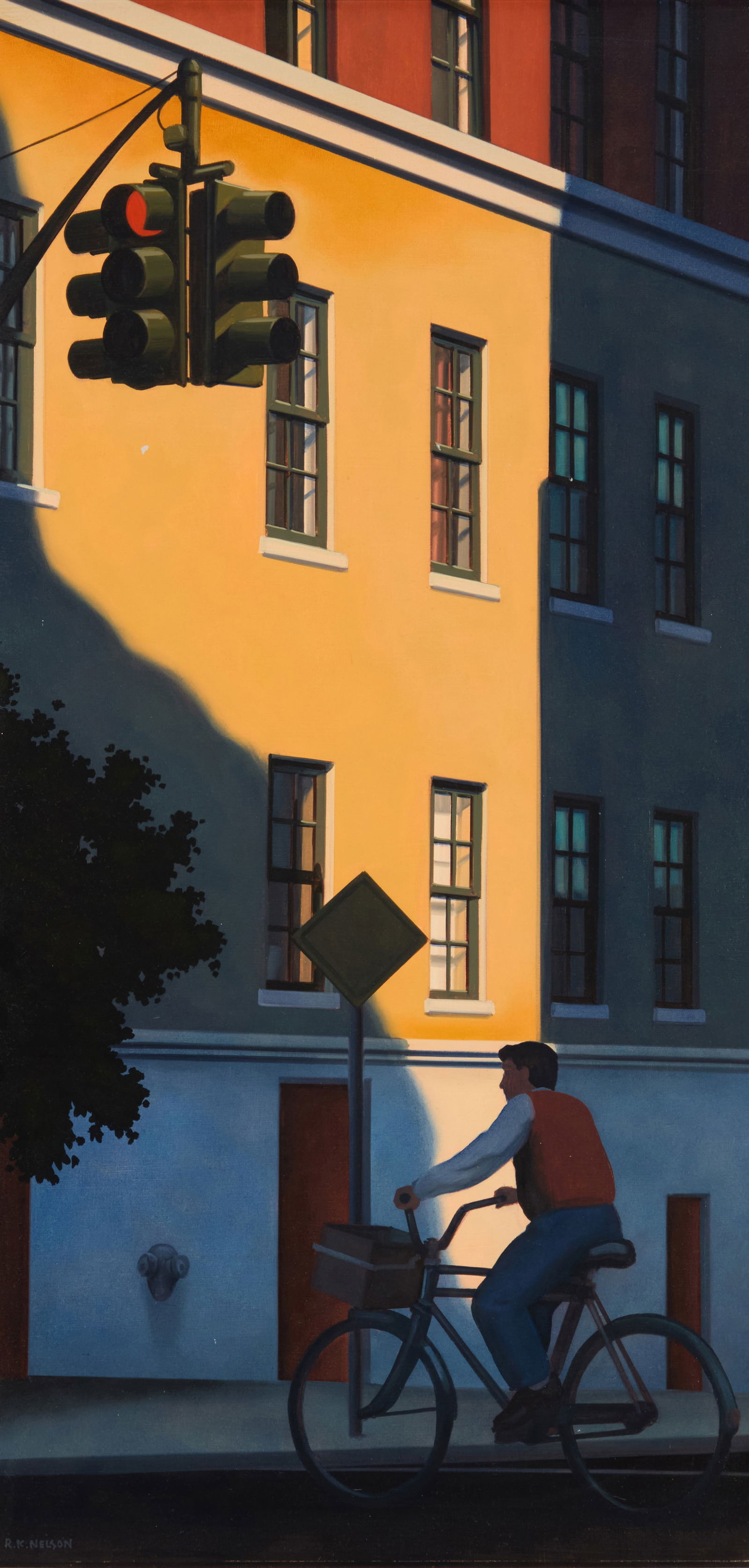 R. Kenton Nelson (b. 1954), "A Message": R. Kenton Nelson(b. 1954)"A Message"Oil on MasoniteSigned lower left: R.K. Nelson; titled on a gallery label affixed to the frame's backing paper24" H x 12" W Provenance:Eleanor Ettinger I