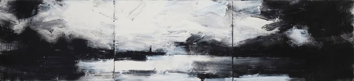 John Virtue (b. 1947), "Landscape No. 596" (triptych), 1999