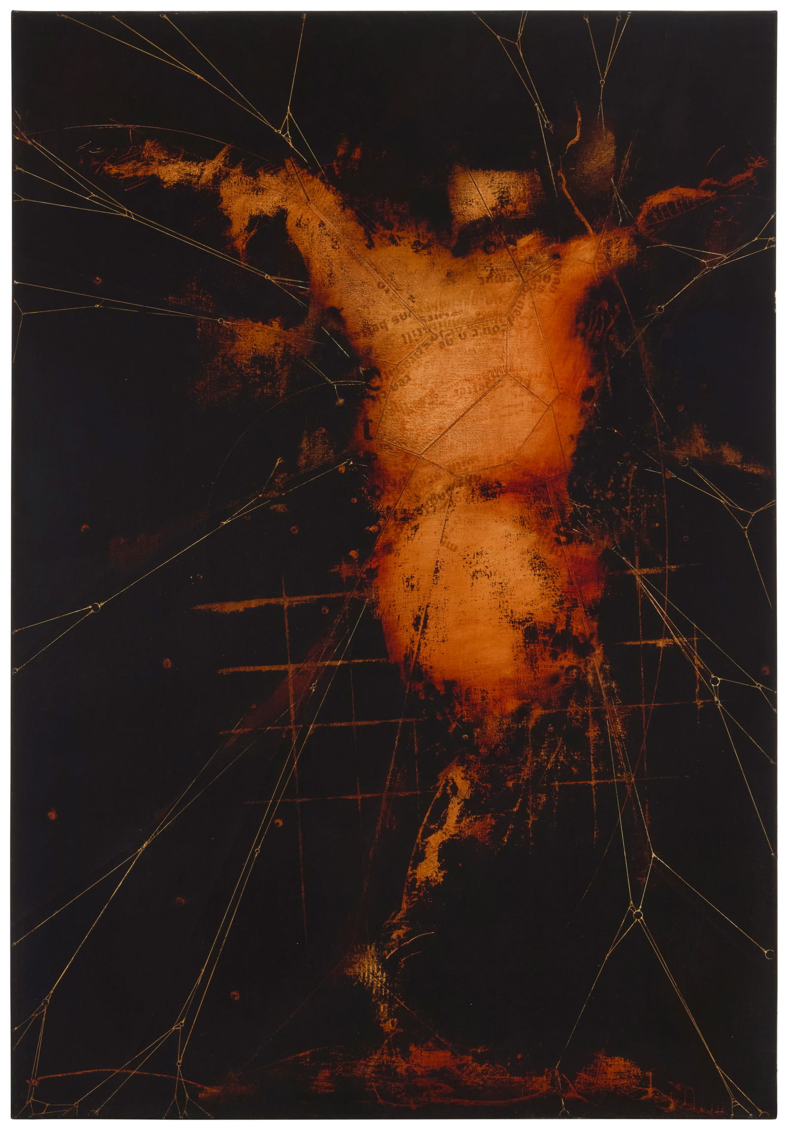 Babak Emanuel (b. 1966), "Corporeal II: The Dance": Babak Emanuel(b. 1966)"Corporeal II: The Dance"Ink, paraffin, oil, graphite, and collage on canvasSigned, titled, and inscribed, all verso: Babak Emanuel / Corporeal II / The Dance / #EMACOR4260II60.2