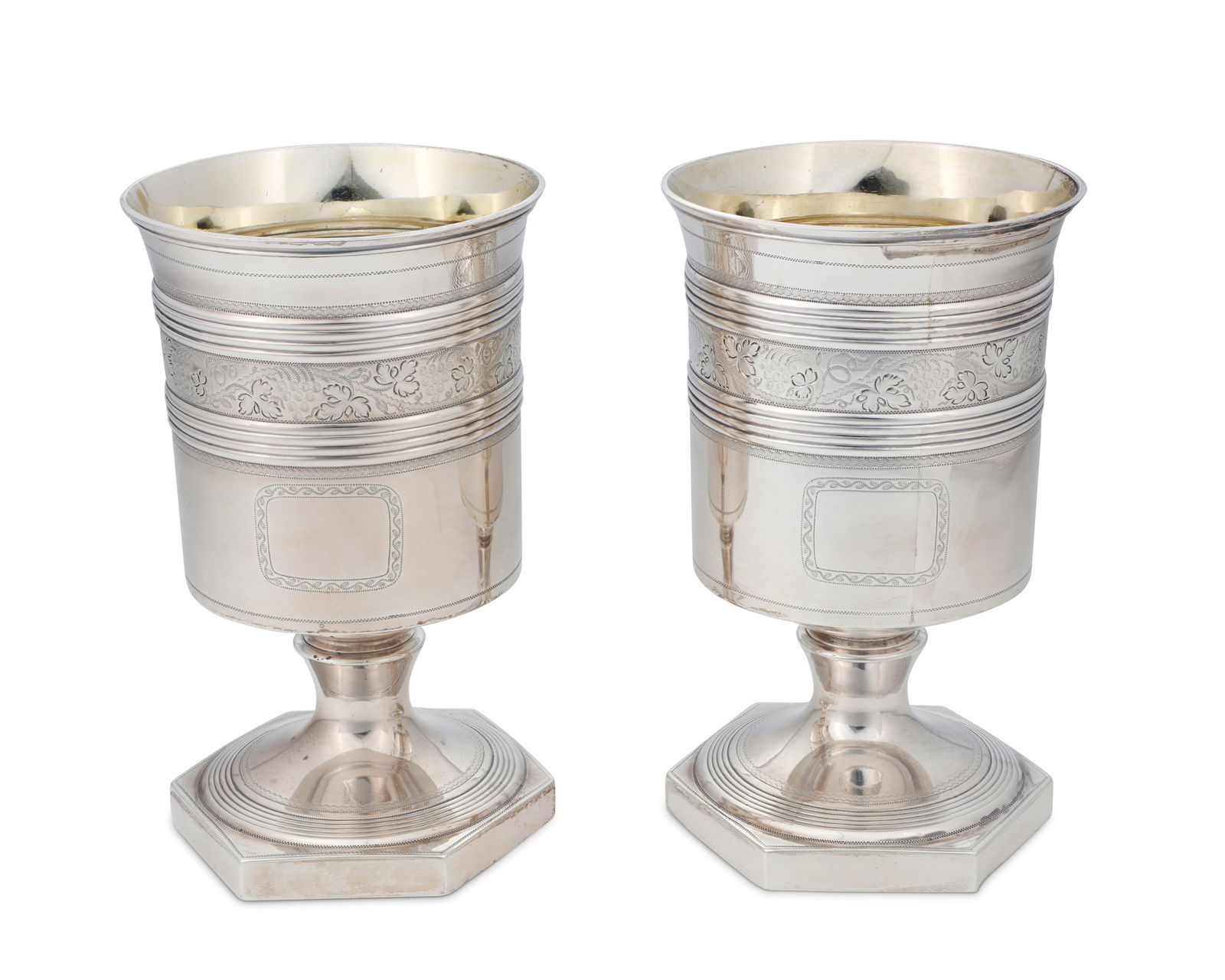 A pair of English sterling silver goblets (1 of 3)