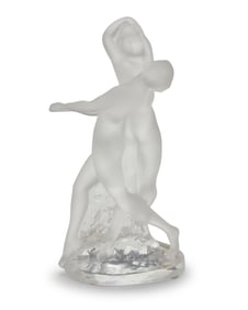A Lalique glass 'Deux Danseuses' figural group