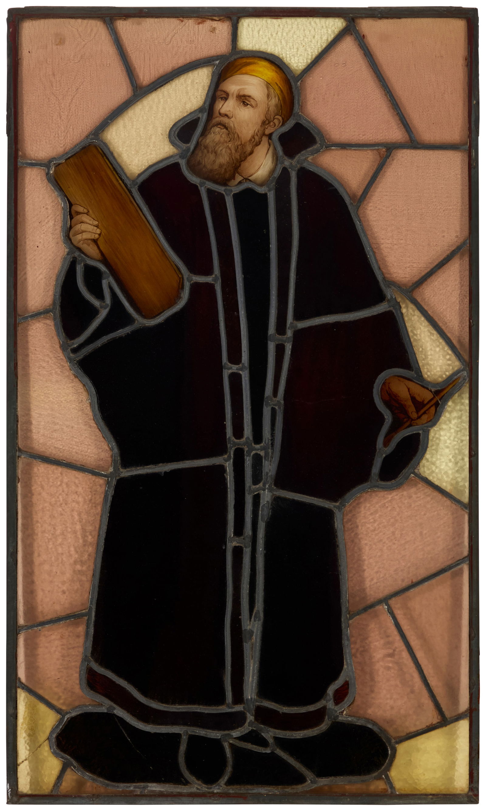 A Continental leaded glass panel of a saint (1 of 2)