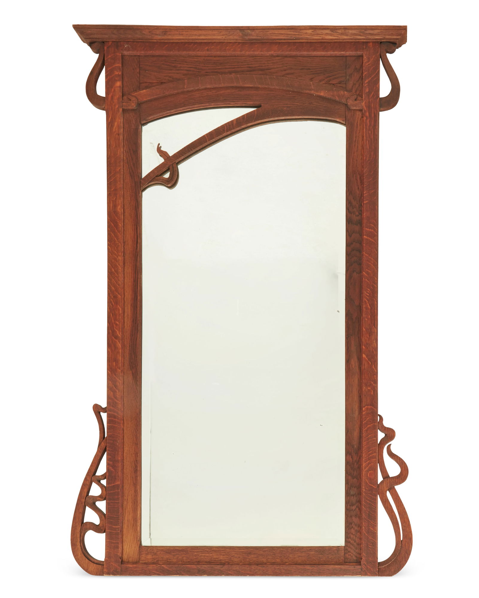An Art Nouveau carved wood mirror (1 of 4)