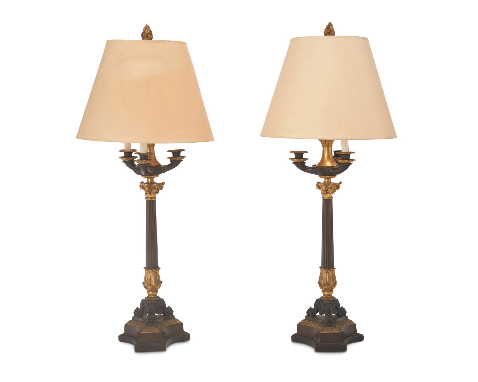 A pair of Empire-style gilt and patinated bronze table lamps (1 of 9)