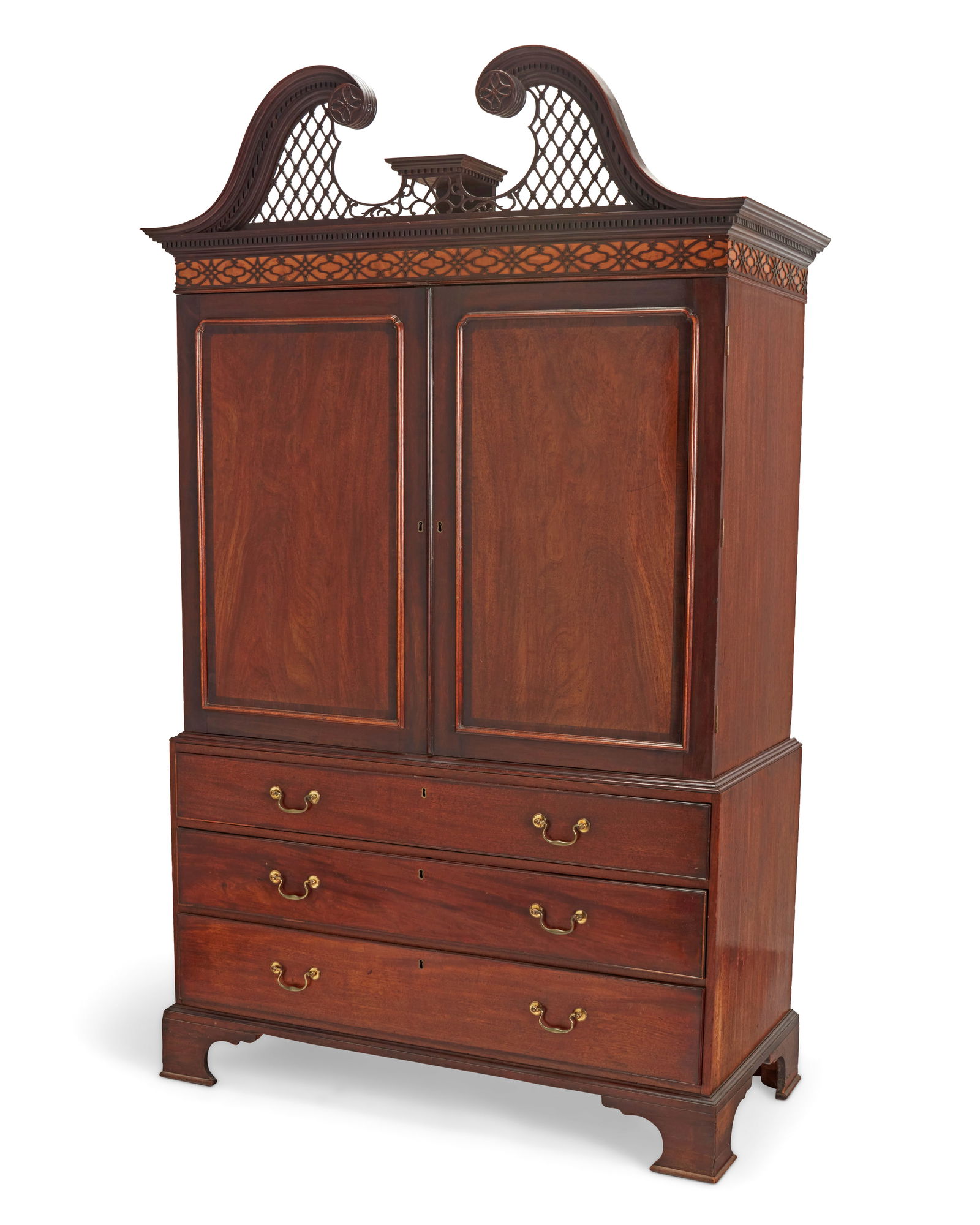 A George III Chippendale-style mahogany linen press (1 of 5)