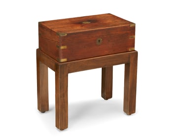 An English brass-mounted rosewood box on stand