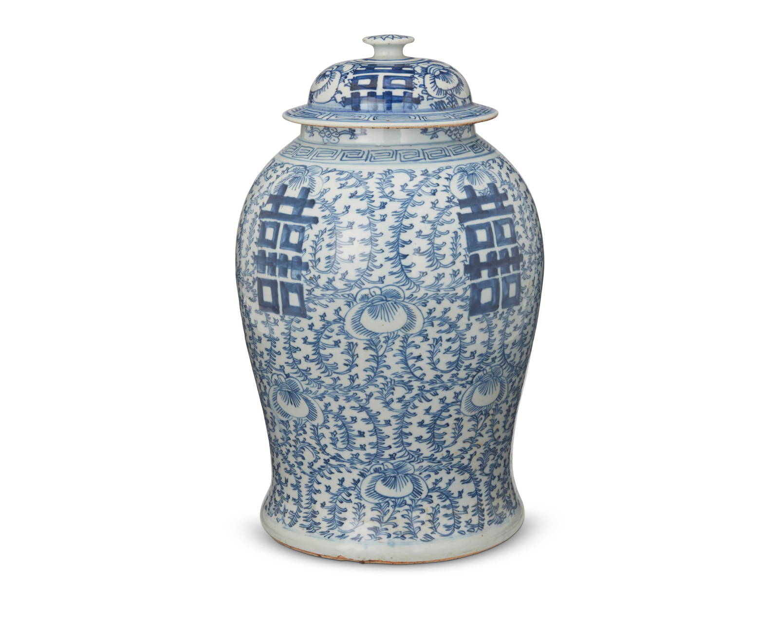 A Chinese blue and white porcelain Double Happiness ginger jar
