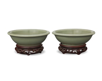 Two Chinese Longquan celadon bowls