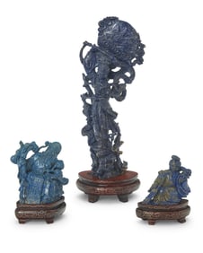 Three Chinese lapis lazuli figural carvings