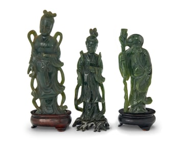 Three Chinese carved nephrite figures
