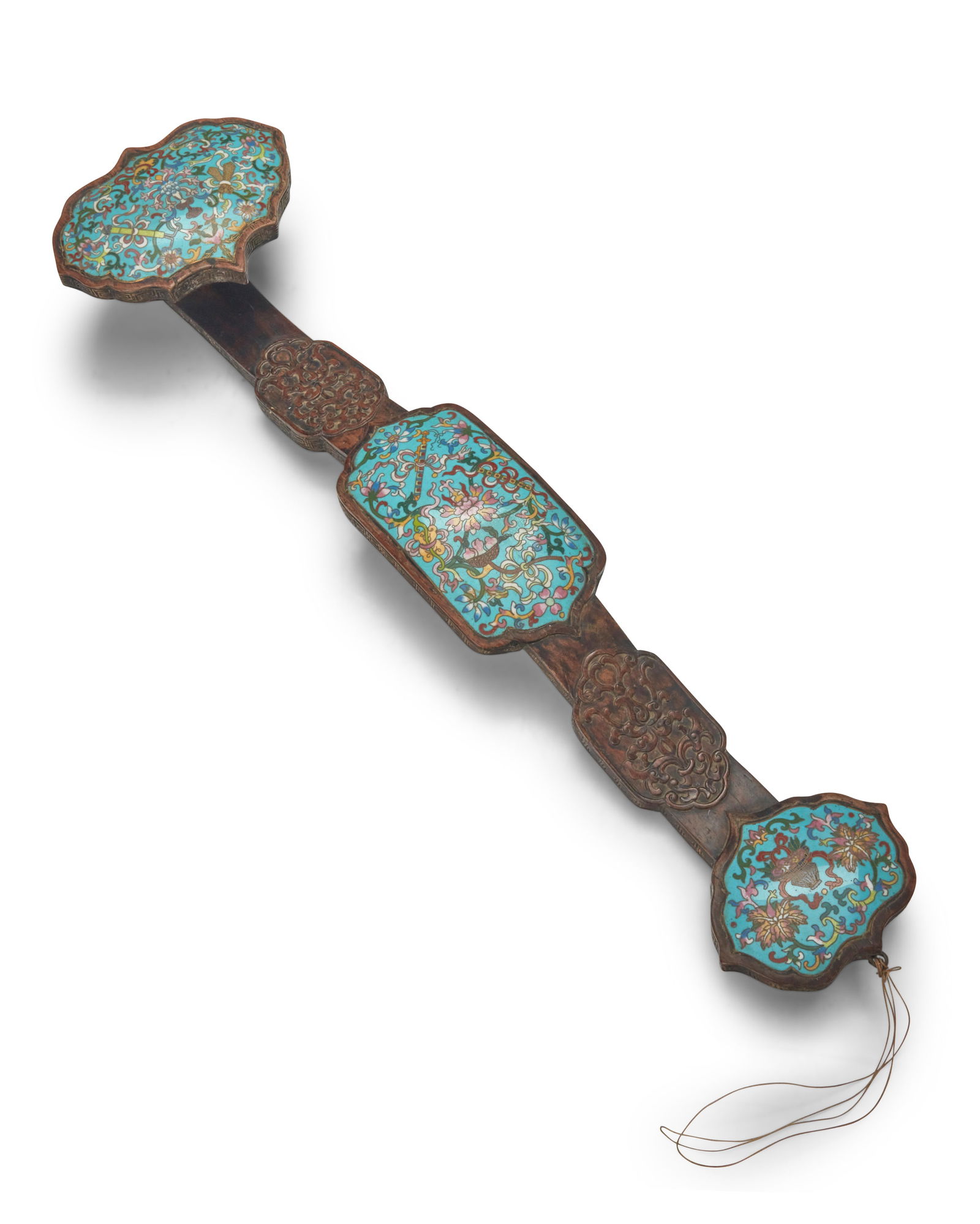 A Chinese cloisonne and carved wood Ruyi scepter (1 of 5)