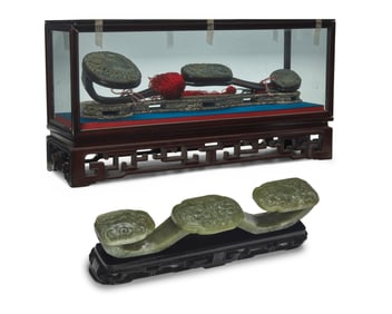 Two Chinese carved jade Ruyi scepters