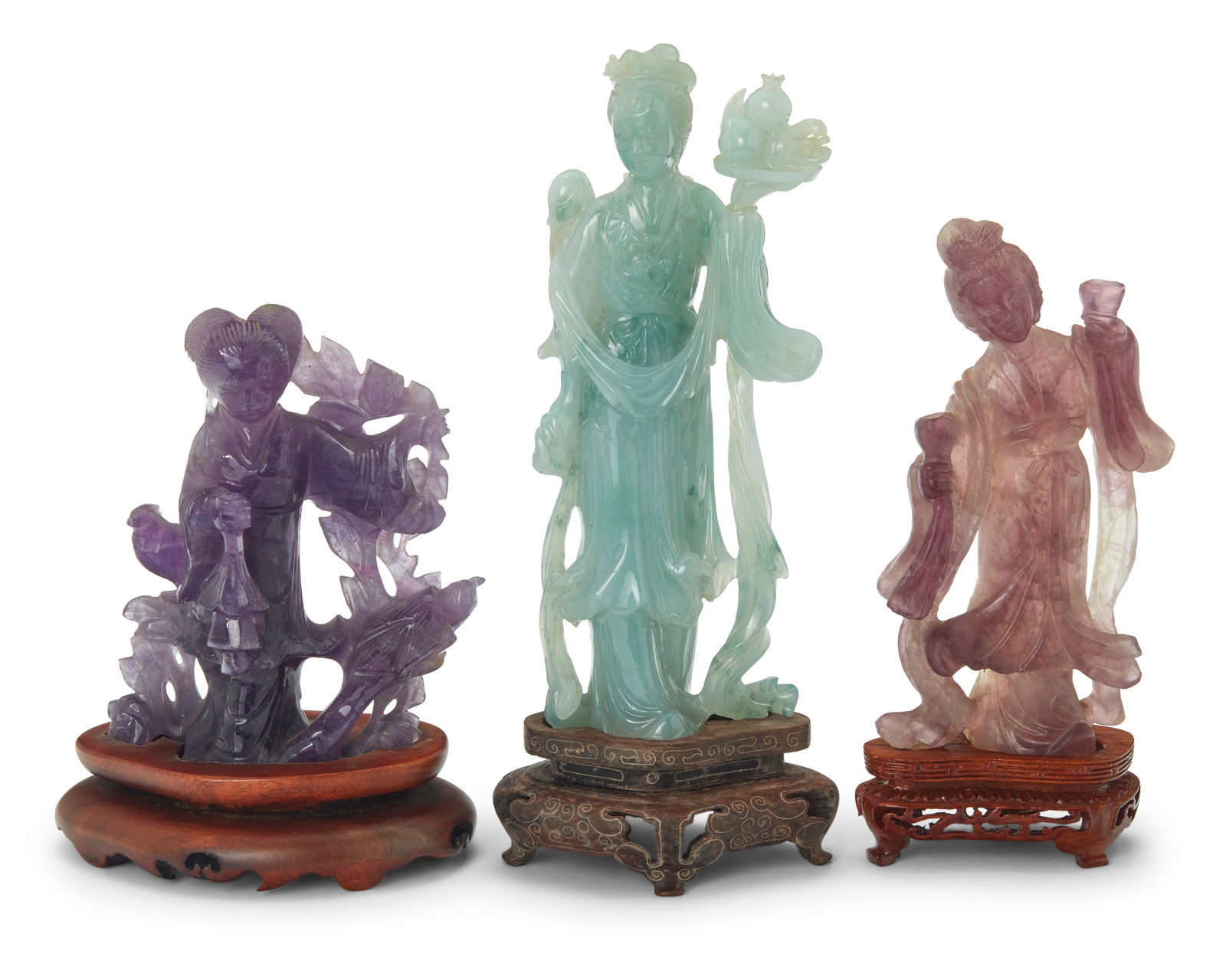 A group of Chinese carved hardstone maidens (1 of 2)