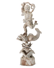 A Chinese carved wood figure of Kui Xing