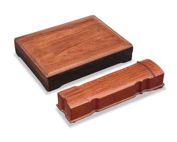 Two Chinese hardwood lidded boxes