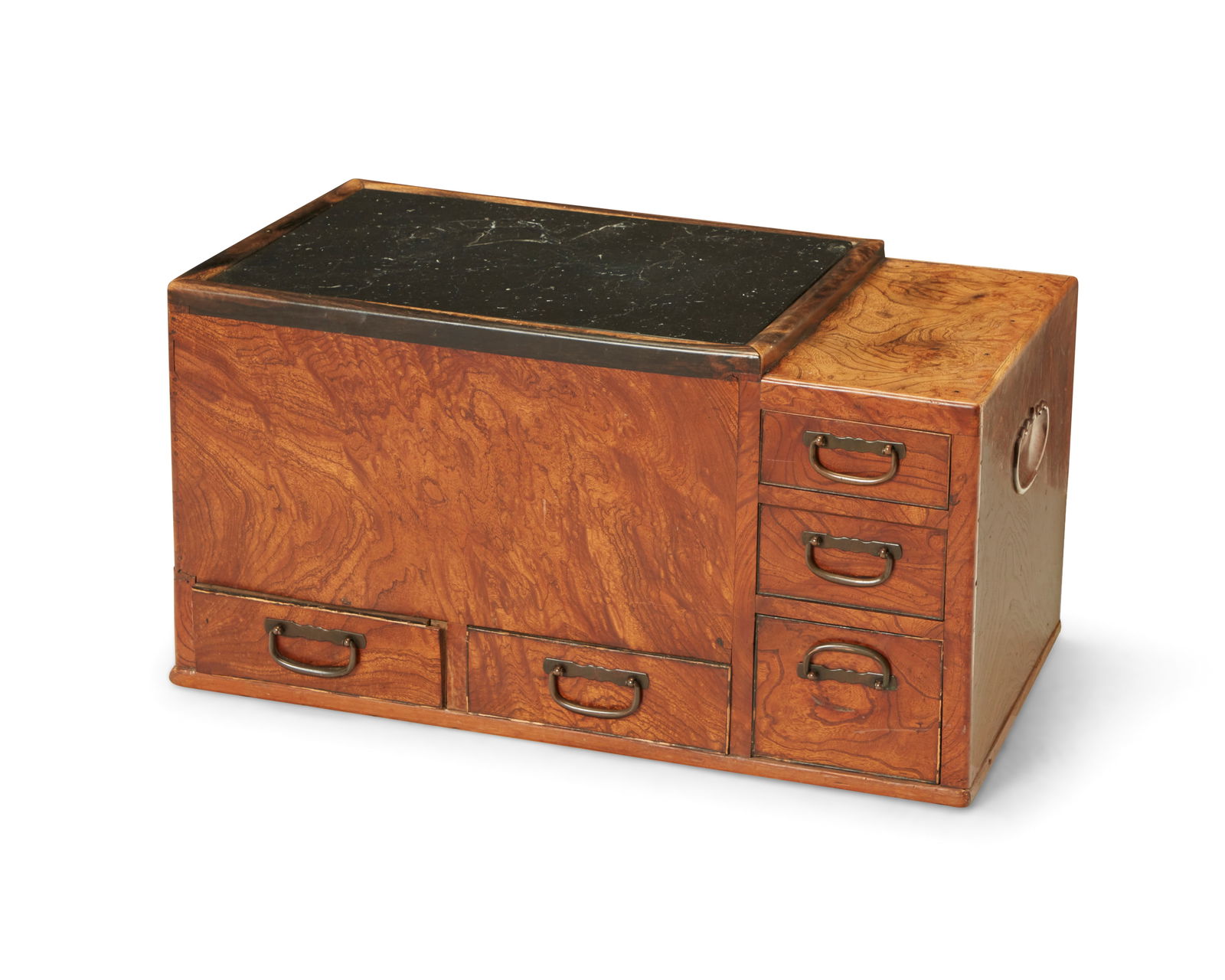 A Japanese wood hibachi with black marble top (1 of 7)