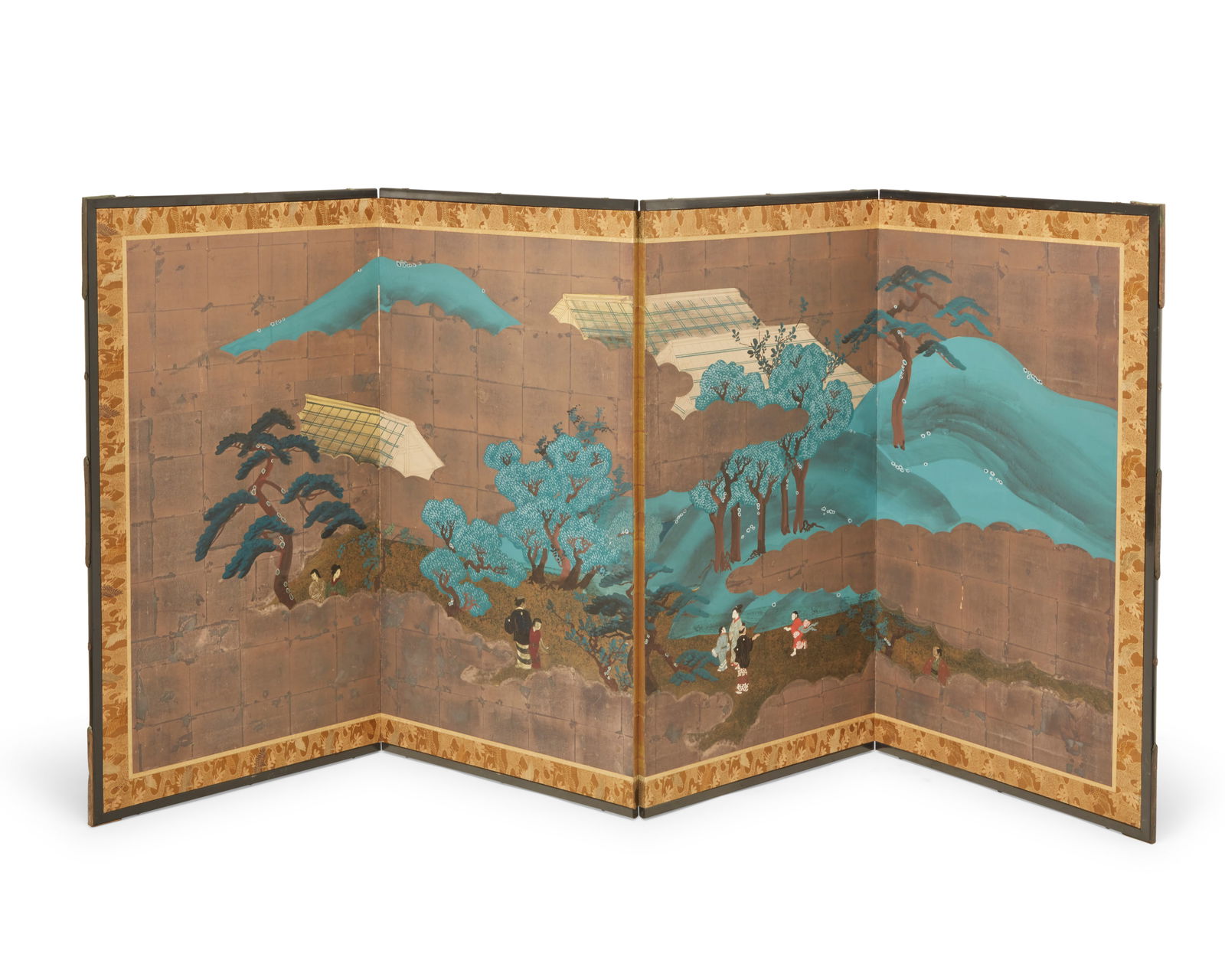 A Japanese four-panel byobu screen (1 of 10)